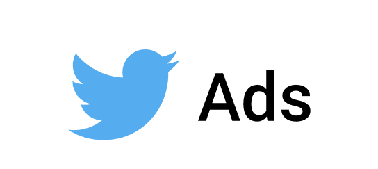 The Twitter bird next to the word Ads on a see-through background