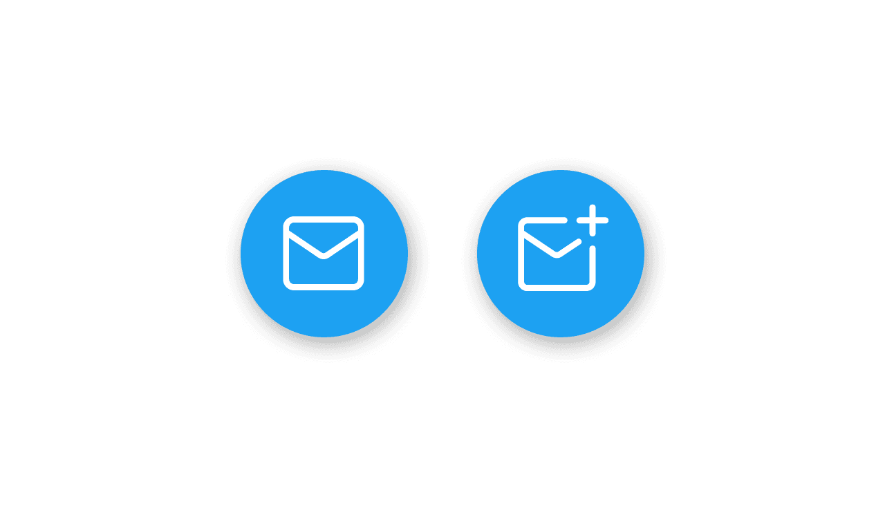 Two blue Twitter direct message logos on see-through background