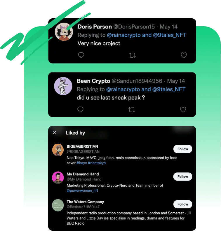 Buy NFT Twitter auto engagement