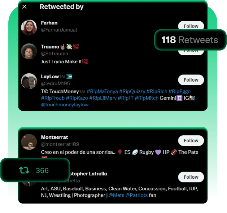 Buy Twitter retweets instant delivery