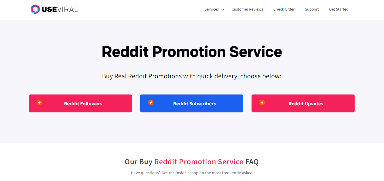 Screenshot of UseViral by Reddit upvotes page