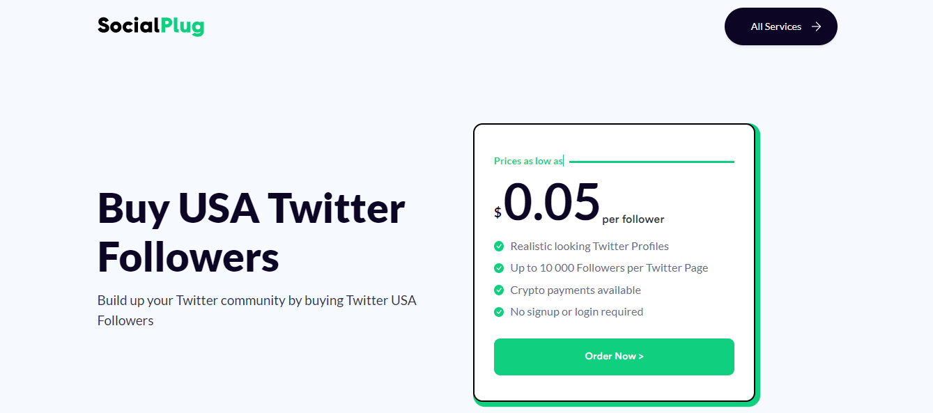 SocialPlug Buy USA Twitter Followers service