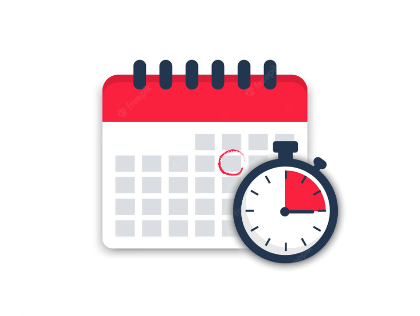 A red calendar and a stopwatch