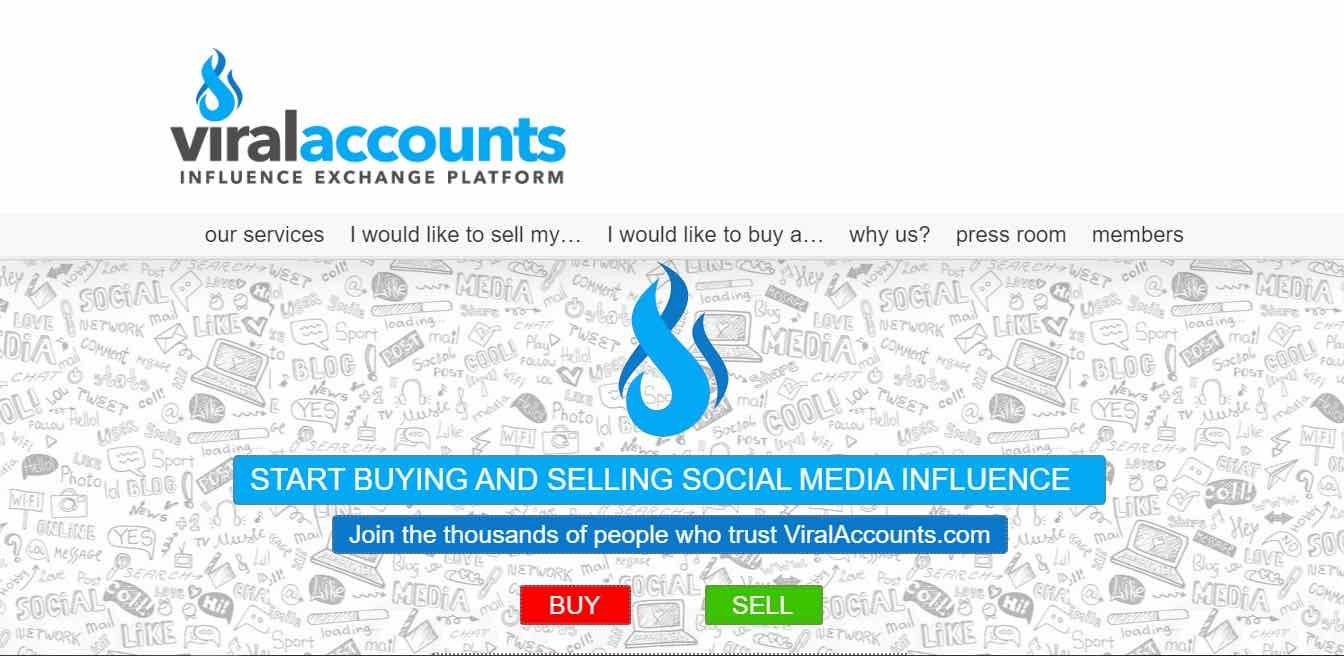 Viralaccounts homepage