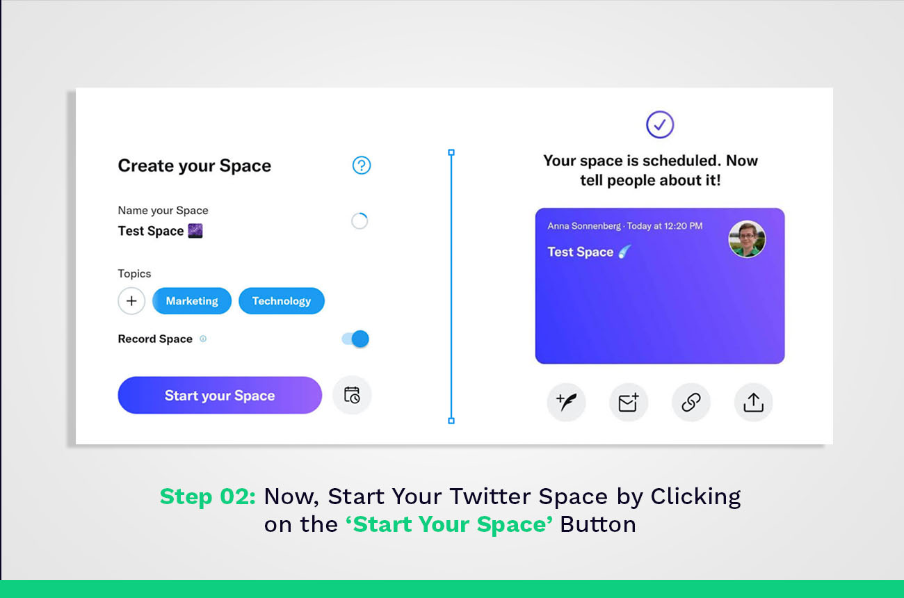 As versões Android e iOS do aplicativo Twitter permitem que os usuários criem Twitter Spaces.