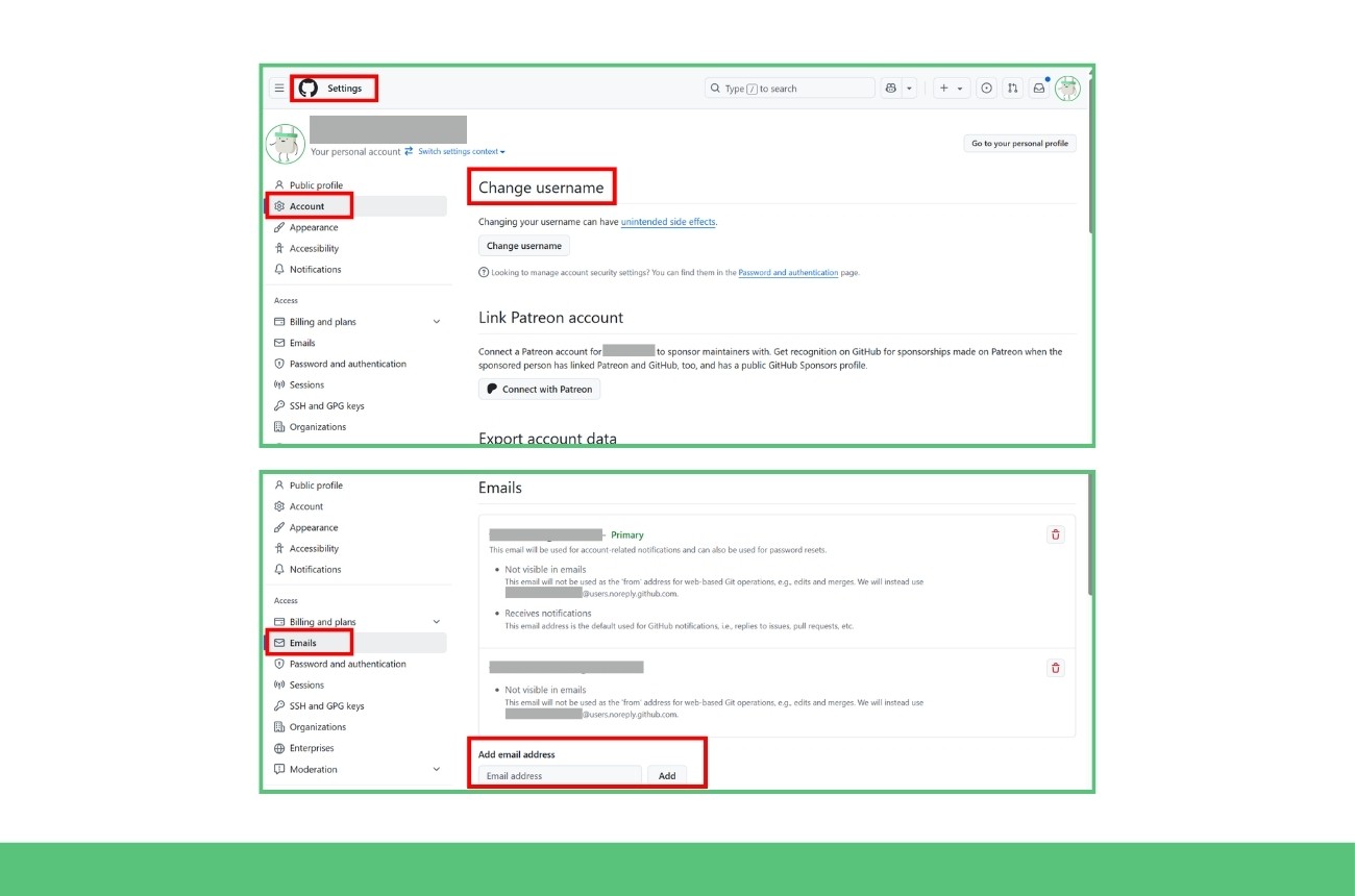 setting github email and username guide