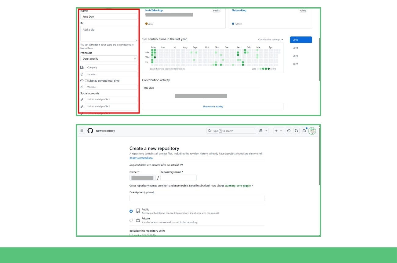 setting up github after registration guide