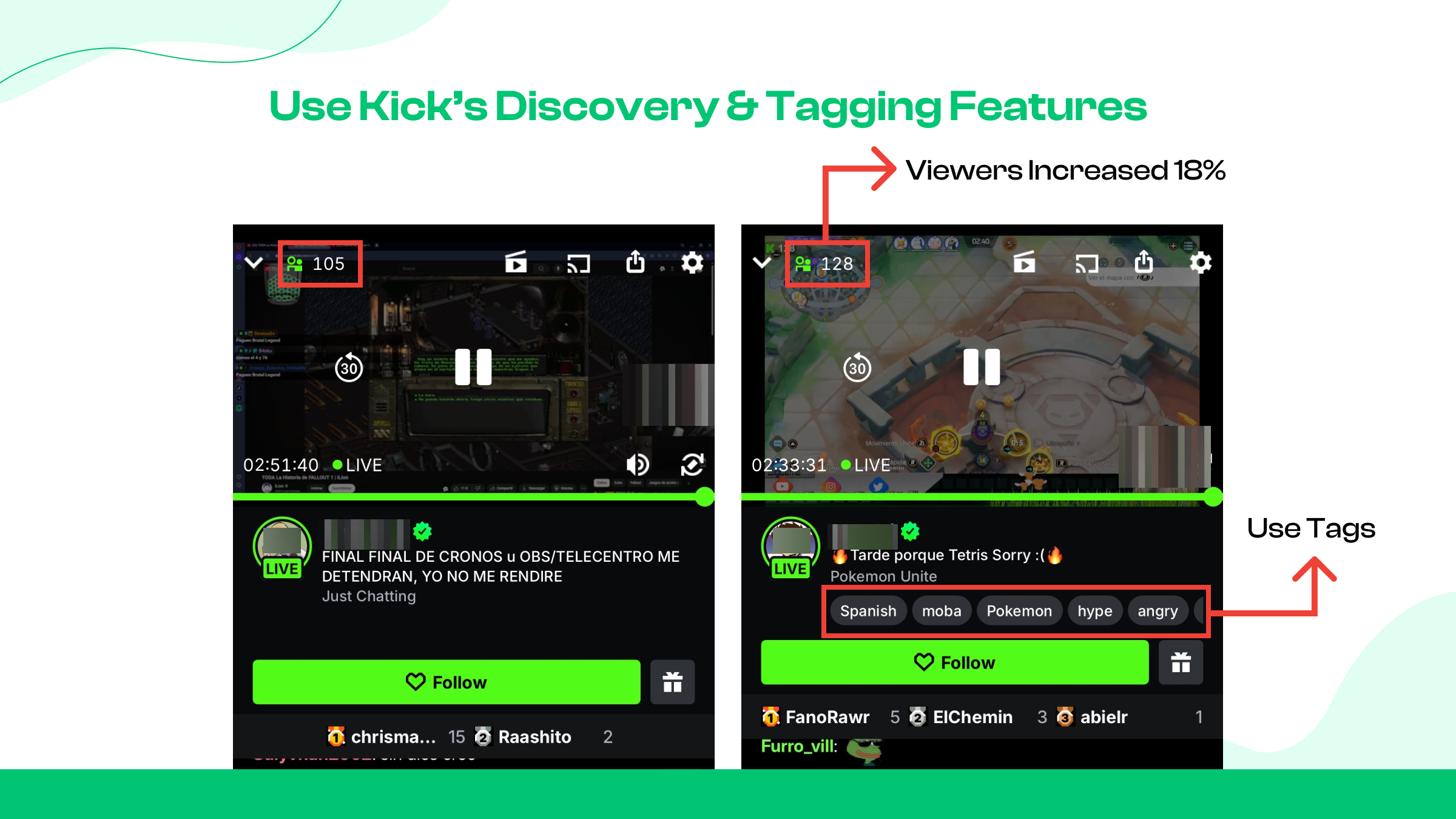 Use Kick’s Discovery & Tagging Features