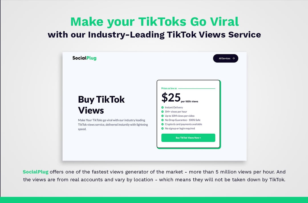 Make your TikToks Go Viral with our Industry-Leading TikTok Views Service
