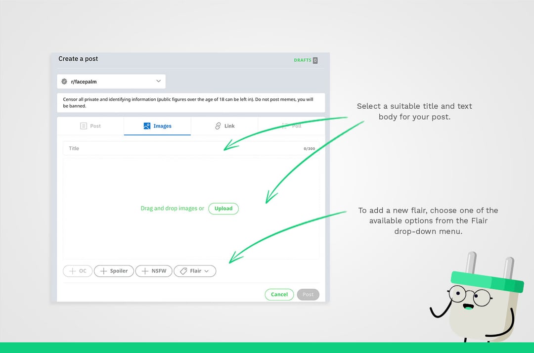 add flair to a reddit post step 3