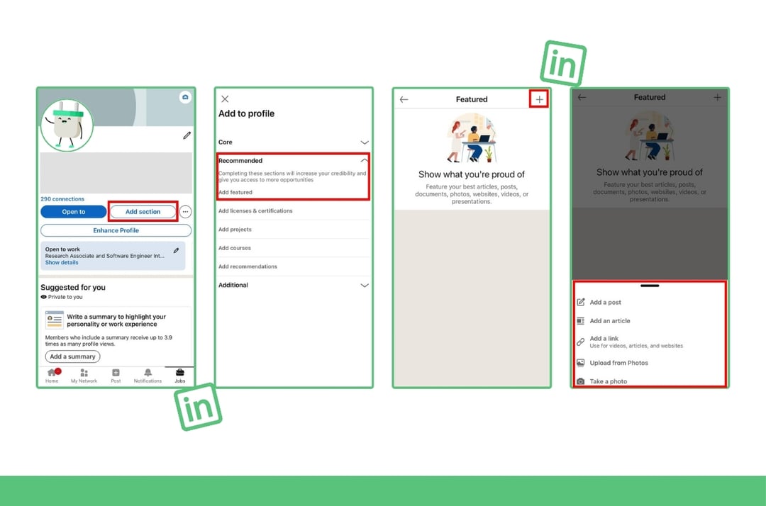 steps of adding resume to linkedin profile