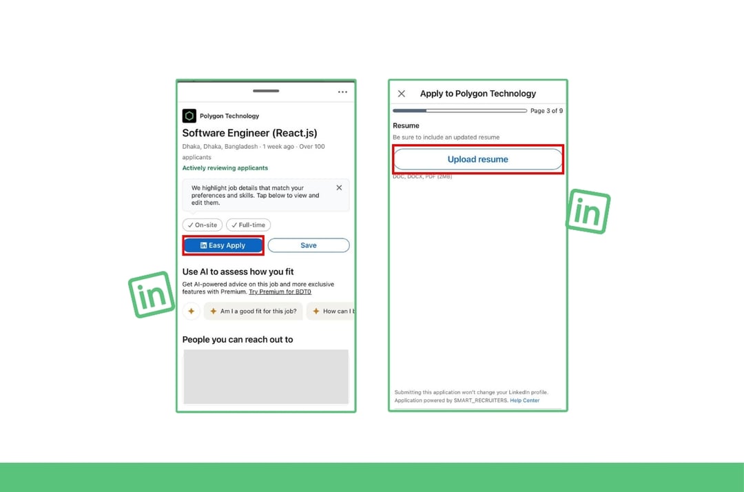 uploading resume when applying to jobs on LinkedIn