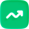 Green rounded square icon with a rising zigzag arrow and a small black square at the end indicating growth.