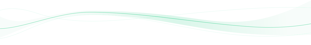 Green abstract wave lines flowing horizontally on a transparent background.
