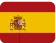 Flag of Spain with three horizontal stripes: red on top and bottom, yellow in the middle with the national coat of arms on the left side.