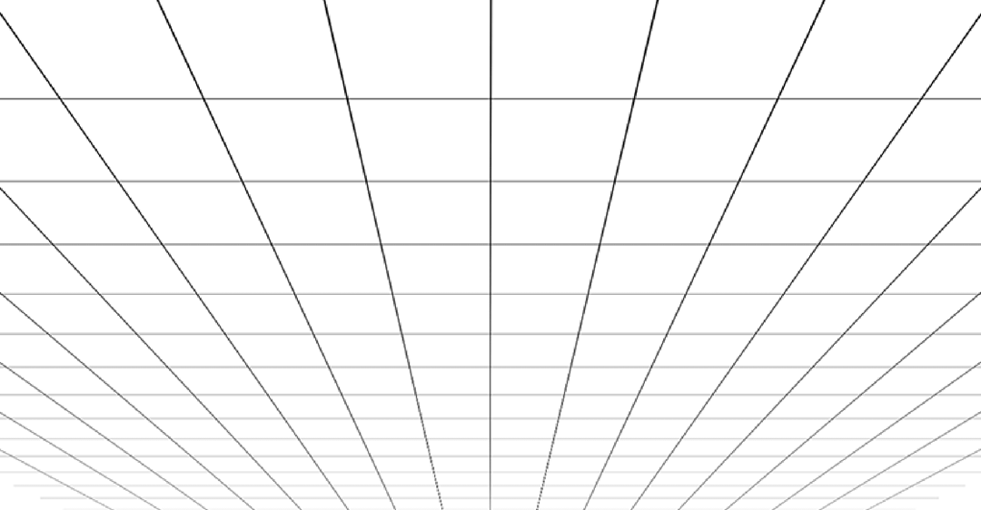 Black background with a white perspective grid forming converging diagonal and horizontal lines.