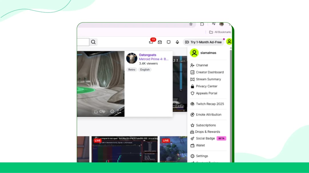 Click your profile avatar in the top-right corner of the screen