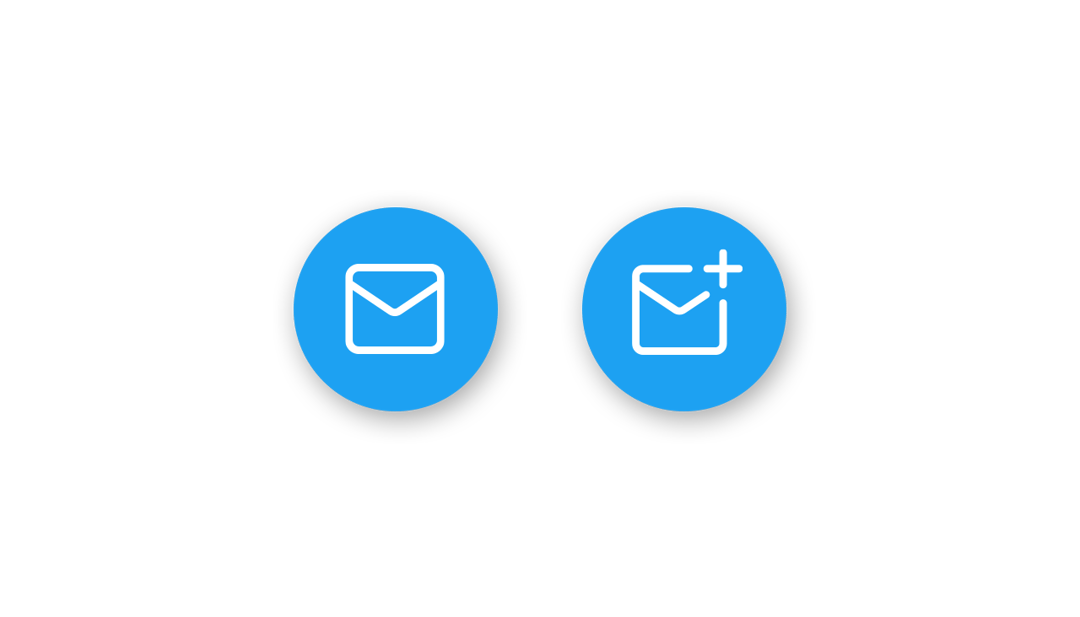 Two blue Twitter direct message logos on see-through background