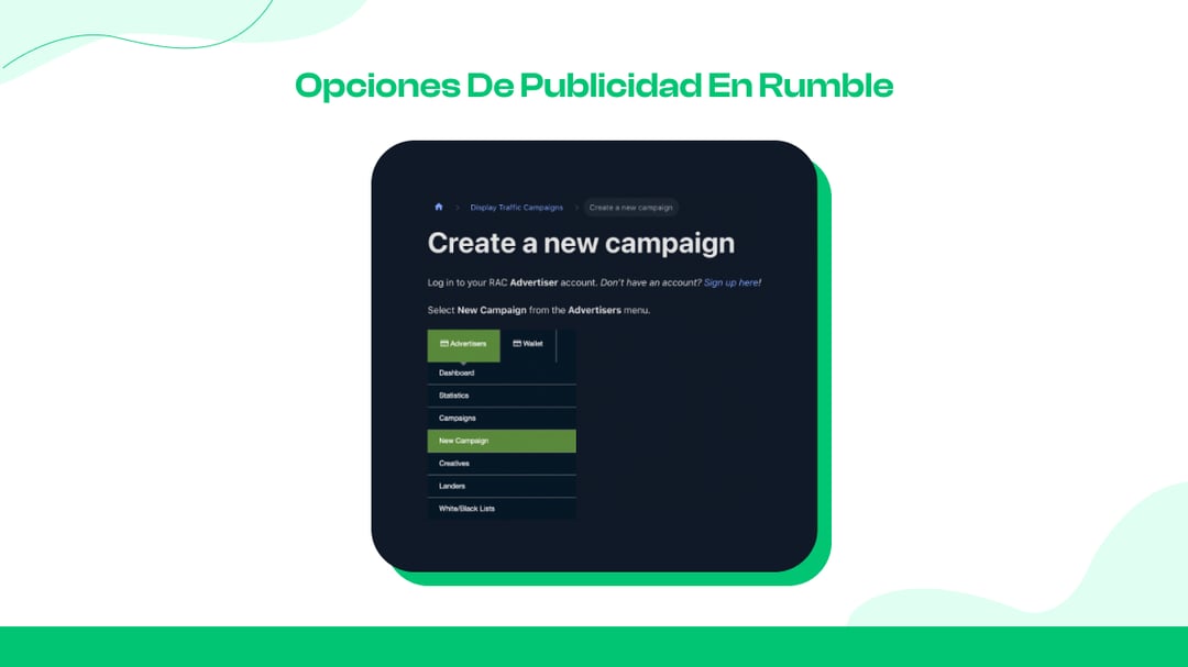 Opciones de publicidad en Rumble