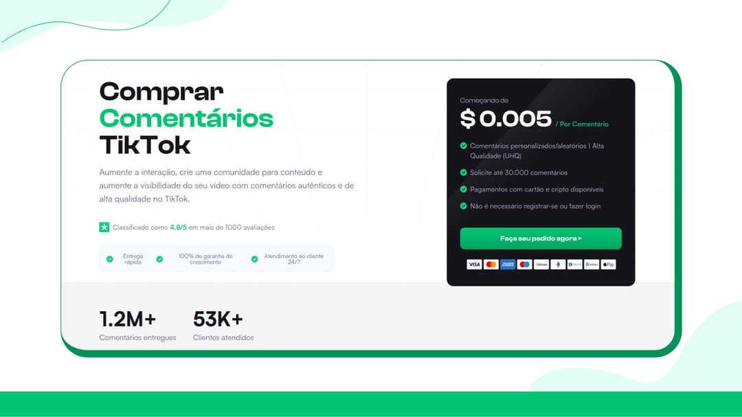 Procure a seção "Comprar comentários do TikTok" ou "Comentários personalizados"