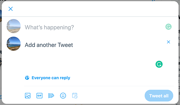 A blank Twitter thread