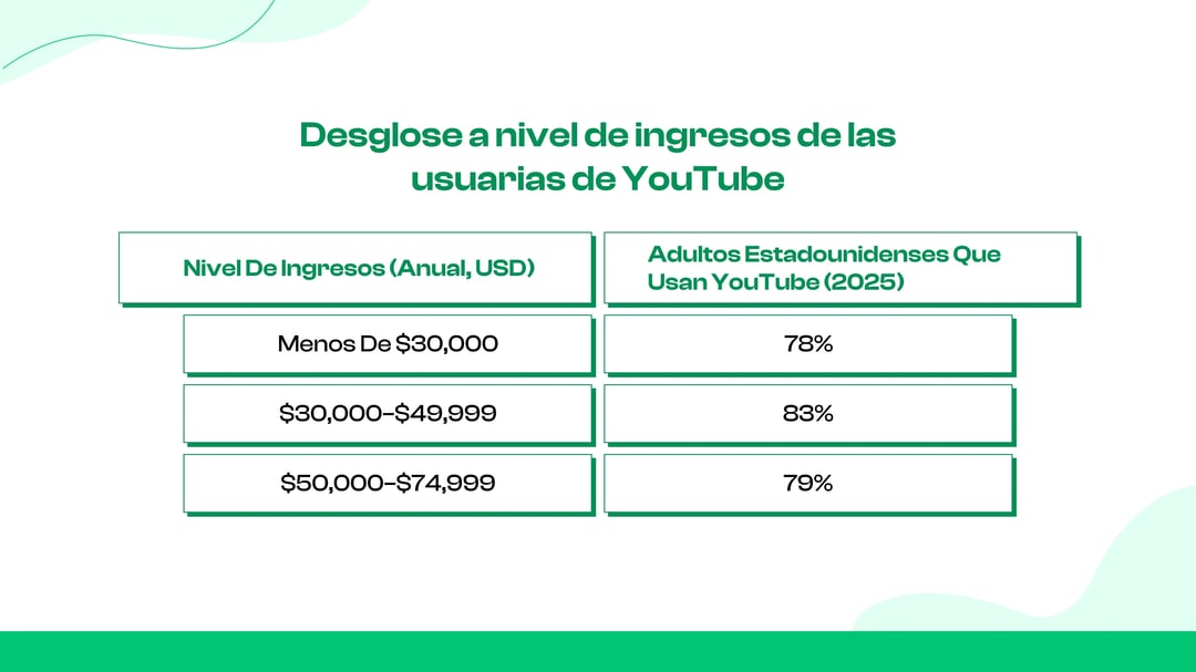 Usuarios de YouTube por nivel de ingresos