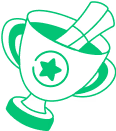 Green line art illustration of a steaming coffee cup with swirls above.