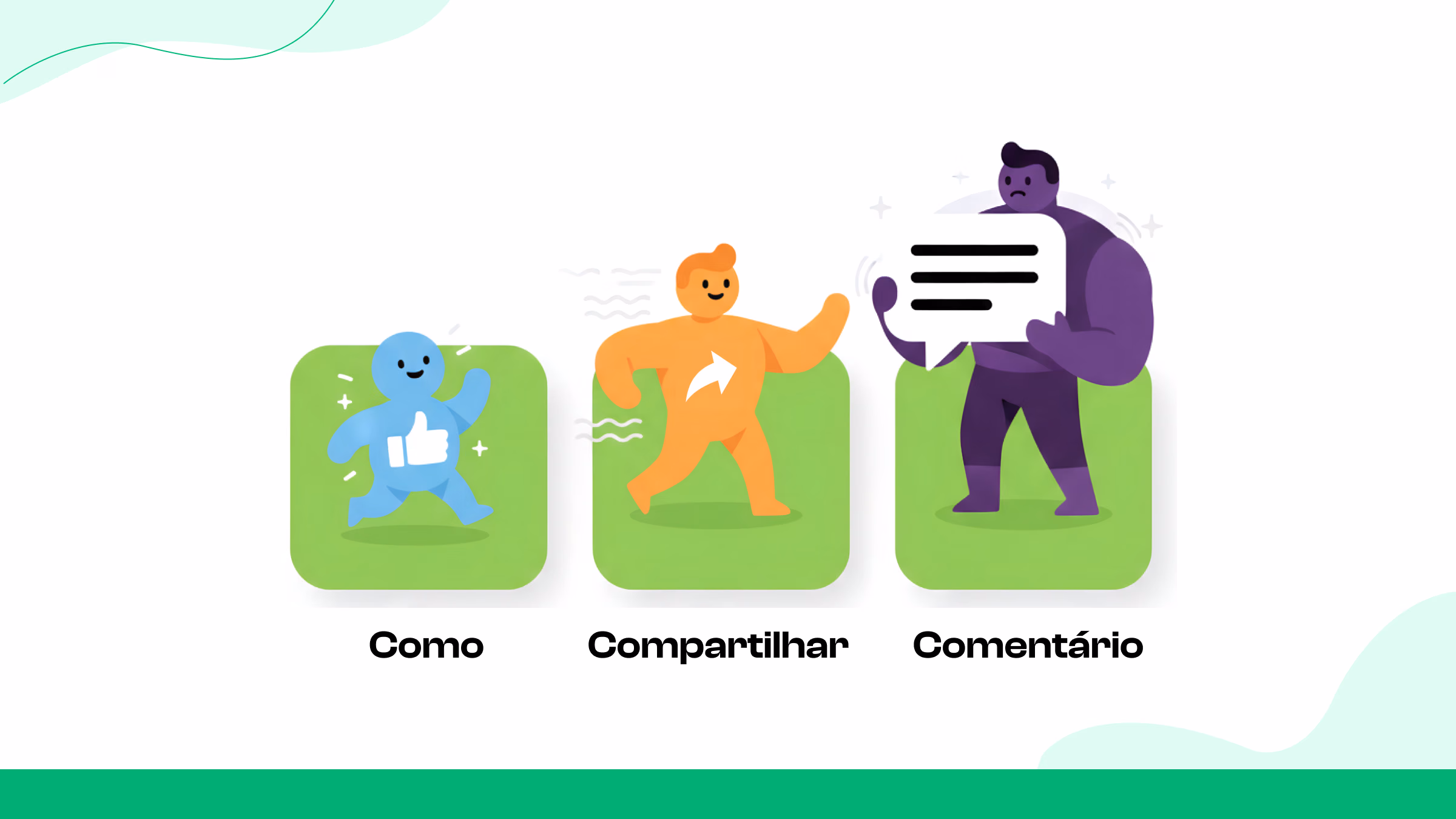 Comentários x curtidas x compartilhamentos