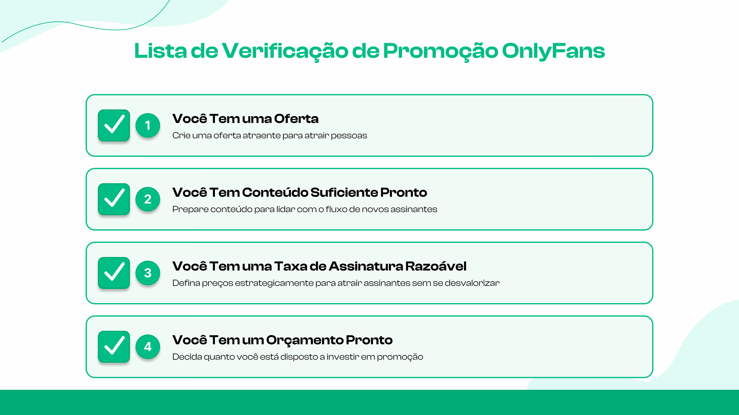 Lista de verificação antes de promover uma conta OnlyFans 