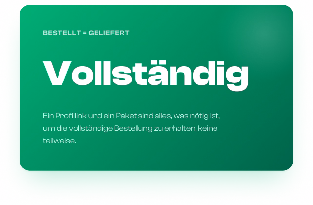 Sofortige Auftragsabwicklung
